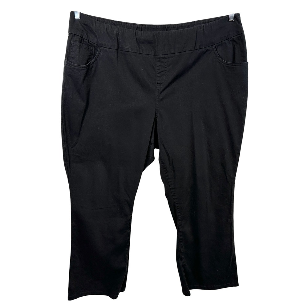 Woman Within Plus Size 28WP Pants Black Cotton Petite Office Solid Straight 503